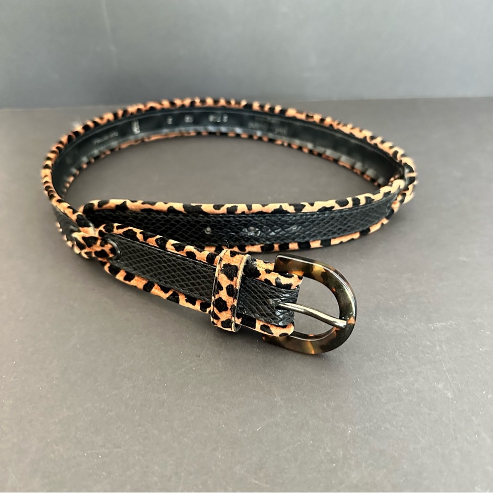 🚫SOLD Yves Saint Laurent Vintage Leather Animal Print Belt - Picture 1 of 6